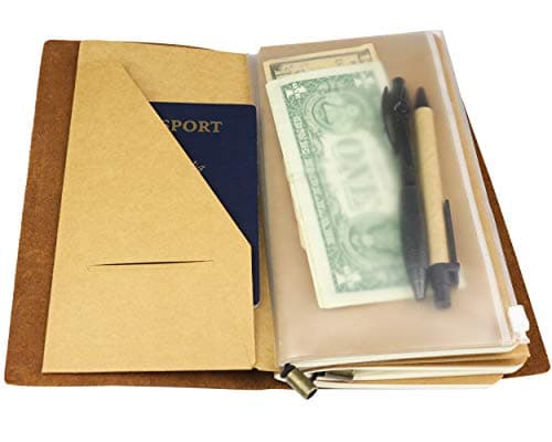 Étui À Fermeture Éclair Et Porte-Cartes Kraft, Paquet De 2 Accessoires Pour Journaux De Voyage Rechargeables - Taille Standard - 8,25 X 4,25 Pouces (21 X 11 Cm)