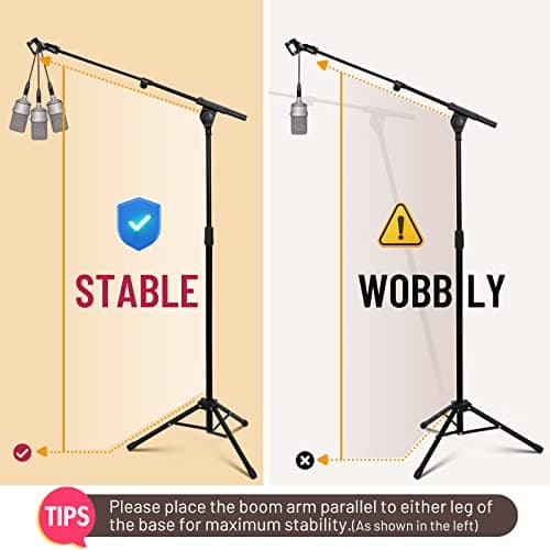 CAHAYA Pied de Microphone au Sol Mobile 2 en 1 Trépied en Métal avec Deux Clips Différents Réglable et Pliable Support pour Concerts Conférence Vidéo Scène Mariages CY0239