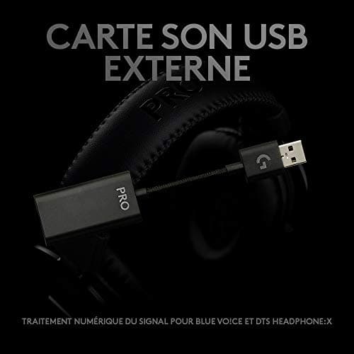 Logitech G PRO X Casque filaire gamer Over-Ear avec Micro BLUE VO!CE, DTS Headphone:X 7.1, Transducteurs PRO-G 50mm, Son Surround 7.1 pour Gaming Esport, PC/PS/Xbox/Nintendo Switch - Noir