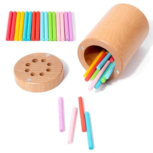 LunarCharm Montessori Jouet à partir de 1 à 2 ans, couleurs assorties, jouets de motricité, jouets sensoriels en bois, jouets pour bébé, jouets pour enfants à partir de 3 ans