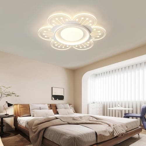 LYSDjia Plafonnier Moderne Dimmable Transparent Acrylique Fleur Design Abat-Jour Lampe de Plafond LED Éclairage pour Enfants avec Télécommande Convient pour Garçons Et Filles Chambre Chambre d'enfant