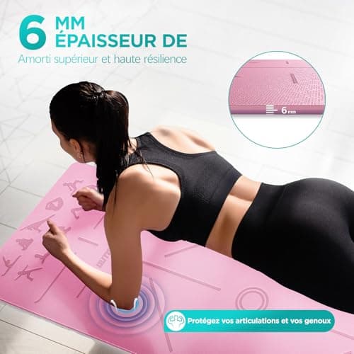 OUTDOUSE Tapis de Yoga,Tapis de Sport, Antidérapant,pour la Gymnastique,Pilates,Yoga,Maison,Voyage,Tapis de Gymnastique avec sangles de rangement,183x61x0.6cm