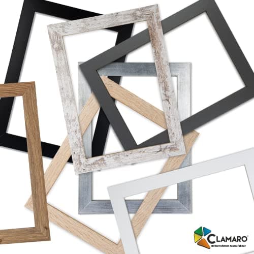 Clamaro 'Collage' Cadre Photo 70x100 Fait à la Main sur Mesure | Chêne Vieux | Cadre Portrait en Bois MDF avec vitre en Verre Acrylique, Panneau arrière et Suspension