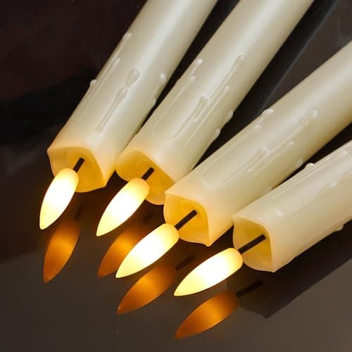Zevanor Bougies LED rechargeables sans flamme avec minuterie à distance, lot de 2 bougies vacillantes en plastique ivoire de 2,2 cm x 25 cm fonctionnant sur piles (câble de chargement USB inclus)