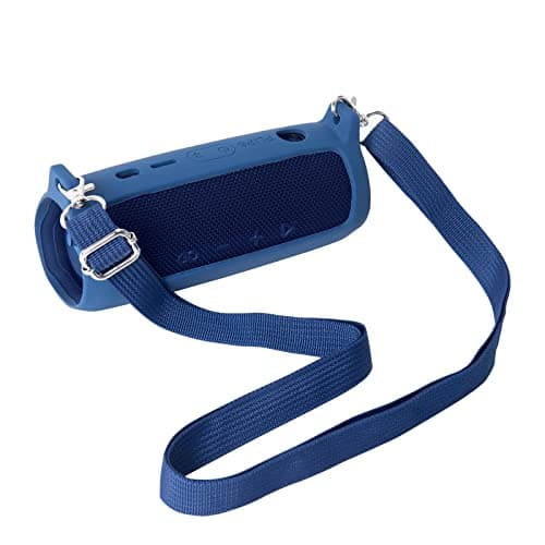 co2CREA Housse en Silicone Compatible Speaker Case pour JBL Flip 6 Enceinte Bluetooth Portable.Comprendre Mousqueton à Crochet +Bandoulière +Silicone(Haut-Parleur Non Inclus) (Bleu)