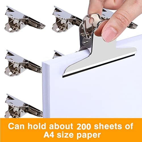 GUOKOFF 76mm Pince Bulldog, 12 Pièces Bulldog Clips Métal, Argent Bulldog Binder Clips, Pinces à Charnière en Métal, Pinces Papier pour Photo, Bureau, l'école