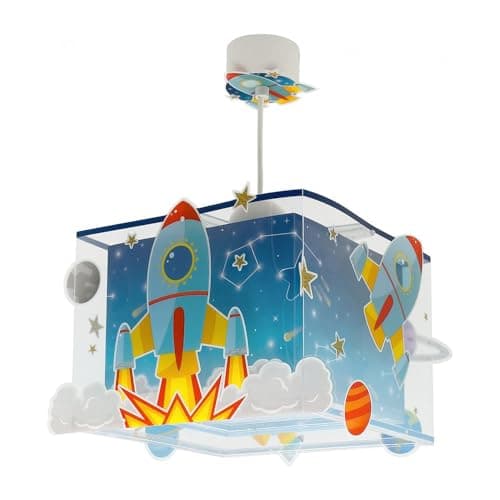 Dalber Lustre Chambre Enfant, Lampe Suspension Enfant, Rocket Fusée Spatiale système Solaire, 63352, E27