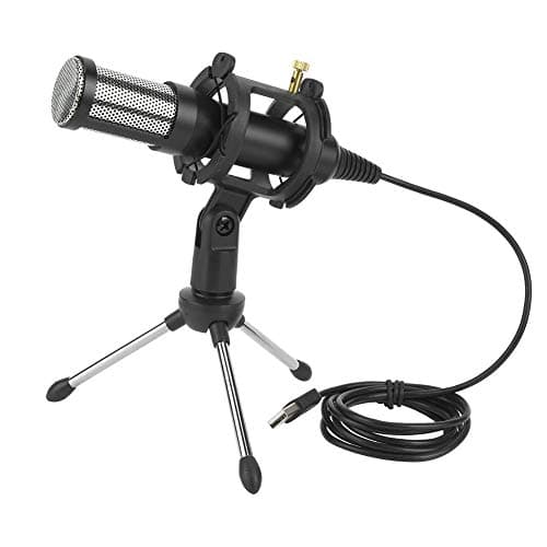 Bewinner1 Kit de Microphone à condensateur Professionnel, Microphone à Prise USB avec trépied Pliable, Micro omnidirectionnel Rotatif à 270 degrés, pour la vidéoconférence de Chant