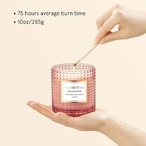 LA JOLIE MUSE Bougie Parfumée à la Rose Sauvage, Bougie en Cire Naturelle à l'Arôme Floral, 75 Heures de Combustion de Longue Durée, Bocal en Verre pour Cadeau et Décoration d’Intérieure, 285 g
