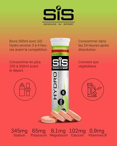 Science in Sport Hydro Tablettes 20 pièces Fraise-Lime - Tablettes d'Électrolytes, Vegan & sans gluten, Avec minéraux et vitamines pour un équilibre électrolytique et hydrique