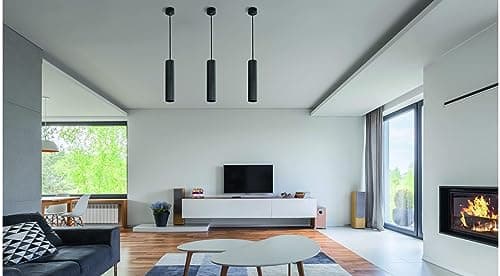 Miratic Suspension Luminaire Max 35W IP20 Rond Aluminium Source Lumineuse Remplaçable GU10 (Source Lumineuse Non Incluse) (noir)