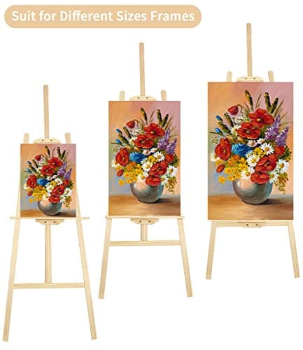 Zawaer Chevalet, 175CM Chevalet Bois, Chevalet Peinture, Trépied Peinture en Bois De Hêtre, Réglable En Hauteur & Pliant Chevalet Peinture, Chevalet De Présentation, Peinture, Dessin, Photo