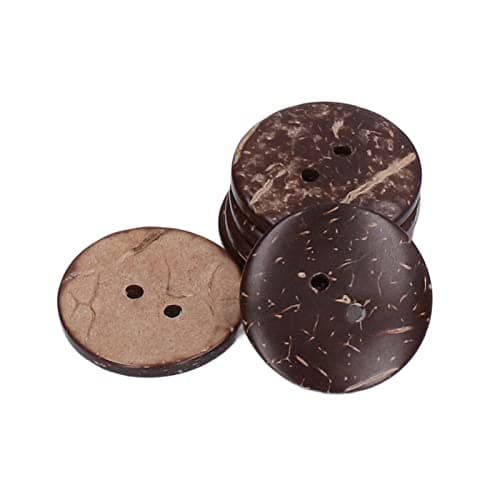 Boutons en Bois de Noix de Coco, 50 pcs boutons en coquille de noix de coco naturelle, boutons en bois, boutons de couture ronds à 2 trous, boutons d'ornement faits à la main bricolage de 25 mm