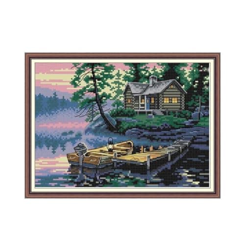 Cleana Arts Kit de broderie au point de croix estampillé 14CT 2 brins - 30 cm × 21 cm