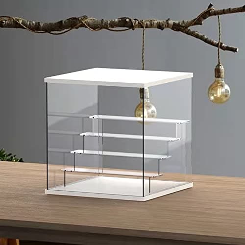 Nynelly 5 Niveaux Vitrine pour Collection Vitrine Acrylique Boîte De Rangement Organisateur Cube, Vitrine Antipoussière pour Funko Pop Figures Jouets De Collection, Blanc, 12.6" L x 11.8" W x 12.8" H