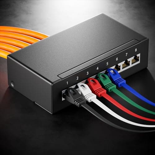 deleyCON 10x 1m CAT6 Câble Réseau Plat 1000 Mbit Gigabit LAN - Cat 6 RJ45 Ethernet Câble de Raccordement Câble de Pose fin Plat - pour Internet Switch Routeur Modem Panneau de Brassage - Coloré