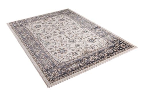 TAPISO Colorado Tapis Poil Ras Design Traditionnel Crème Gris Marron Motif Floral Ornamental Bordure Tapis Salon Chambre Bureau Oeko-TEX Résistant 60 x 100 cm