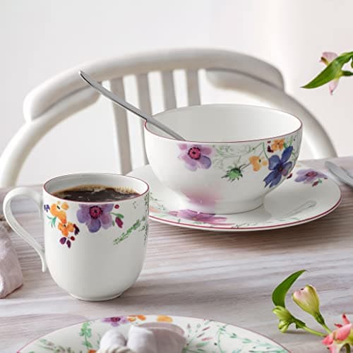 Villeroy & Boch Mariefleur Basic Mug à café, 350 ml, Hauteur : 9 cm, Porcelaine Premium, Blanc/Multicolore