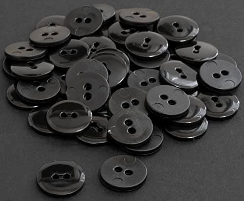 AERZETIX - C65532 - Lot de 50 Boutons à coudre ronds Ø15x2.2 mm à 2 trous L24 24L en plastique - couleur: noir - diamètre de l'ouverture 2 mm - mercerie couture vêtements décoration