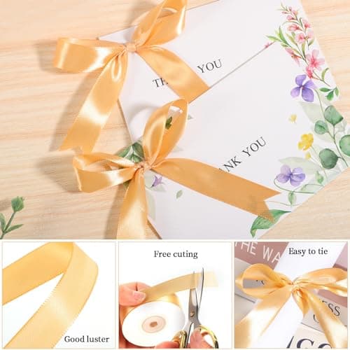 2 Rouleaux Ruban Doré, 2cm X 22m Ruban Satin Or Ruban Mariage Ruban Cadeau pour Emballage Cadeau Bouquet Gâteau Décoration Mariage Fête