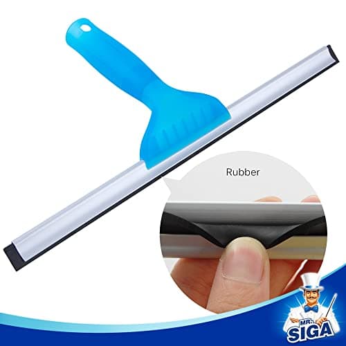 MR.SIGA Raclette à Vitre Professionnelle avec Brosse Microfibre, Largeur 35 cm, Raclette Vitre pour Douche, Salle de Bain, Voiture, Fenêtre