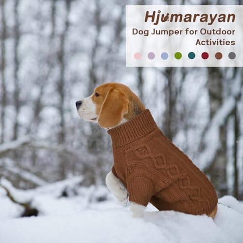 Hjumarayan Pull Chien Moyen, Pull pour Chien Simple Elégant Pull-Overs pour Chiens avec Manches Pull Chien Hiver Chaud Epaississement Sweat Chien Pull pour Bouledogue Beagle, Brun L