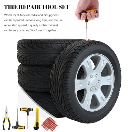Kit Réparation Pneu, Kits de réparation de pneus, Kit Réparation Pneu Voiture, Kit Réparation Pneu Tubeless, Kit de réparation, pour Voitures, Motos, Camions, VTT, Tracteurs, Camping-Cars, SUV, Jeep