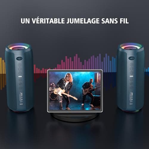 ZEALOT Enceinte Portable Bluetooth avec lumière LED, Basses stéréo puissantes de 40W, Batterie 5200mAh, Micro SD/TF, Bluetooth 5.2 et étanchéité IPX6, Haut-Parleur Bluetooth pour Voyages, Cadeaux