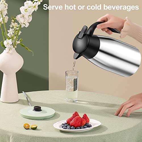 Uootach 2 L Bouteille Isotherme en Acier Inoxydable, Bouilloires isolées sous vide, Isolation thermique 24 heures, pour bouilloires, théières et cafetières pour garder boissons chaudes