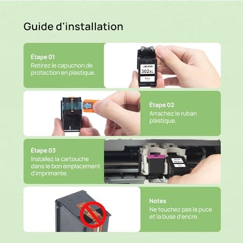 AIRLYSIS 302XL Cartouches d'encre Remplacement pour HP 302 XL Noir et Couleur pour HP DeskJet 3630 3632 3639 Envy 4520 4525 4527 OfficeJet 3831 3833 3830 (1 Noir, 1 Tri-Colore)