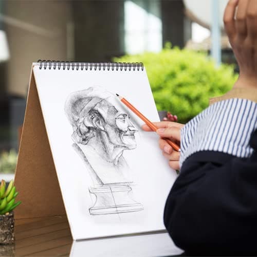 VEESUN Carnet Dessin A4, 2pcs Cahier Reliure Spirale avec Couverture Rigide Croquis Papier Materiel avce Pages Blanches Convient à Crayon Stylo Aquarelle D'art, 160GSM 60 Pages
