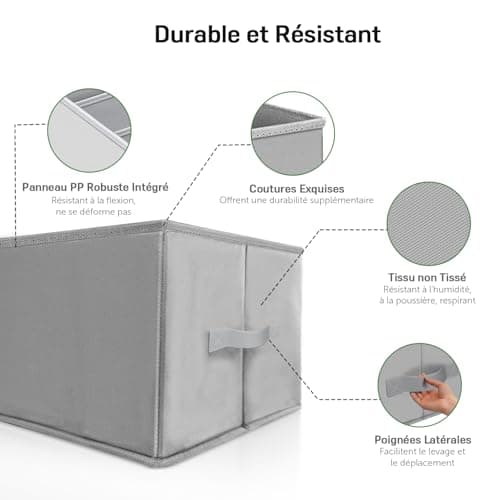 Captainfive Rangement Vetement 3 Pcs, Boite Rangement Vetement Dressing Pliable, Organisateur Tiroir, Organisateur Armoire Vetement Empilable, Lavable avec Poignées Latérales (M, 34 × 25 × 20 cm)