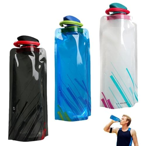 3 Bouteille d'eau Pliable, 700 ml Plastique Bouteille Pliable avec Crochet, Bouteille d'eau Réutilisable Flexible Pliable pour Voyager, Randonnée, Aventures