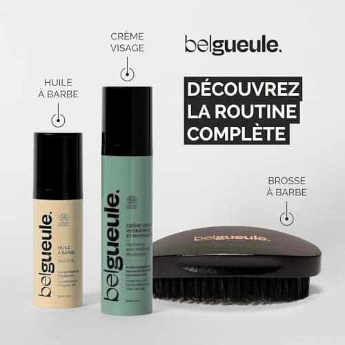 Belgueule Brosse à barbe grand format soin homme- entretien la barbe et stimule la pousse- accessoire naturel pour homme, poils de sanglier et bois de hêtre