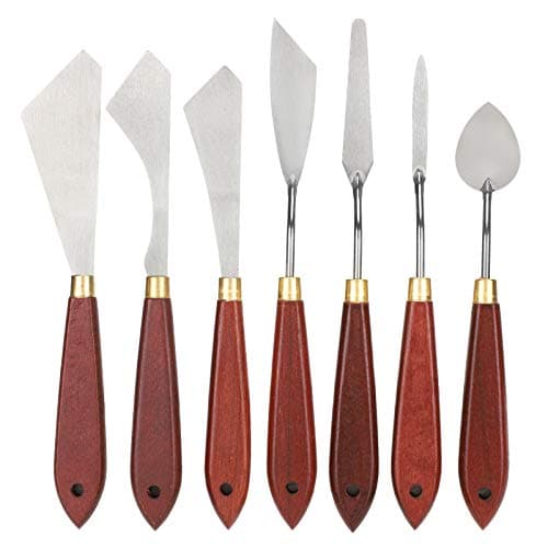 Inoxydable Couteau PeintureCouteau à Palette de Spatule Peinture Grattoir de Mélange de Peinture, 7Pcs Spatule Peinture Acrylique Painting Tools