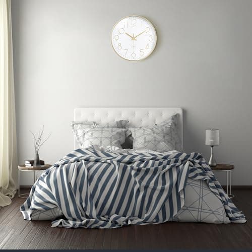 Lafocuse Horloge Murale Or Moderne Silencieuse 30cm, Chiffres 3D Pendule Murale Facile à Lire, Quartz sans Tic-tac Déco pour Salon Chambre Bureau Cuisine