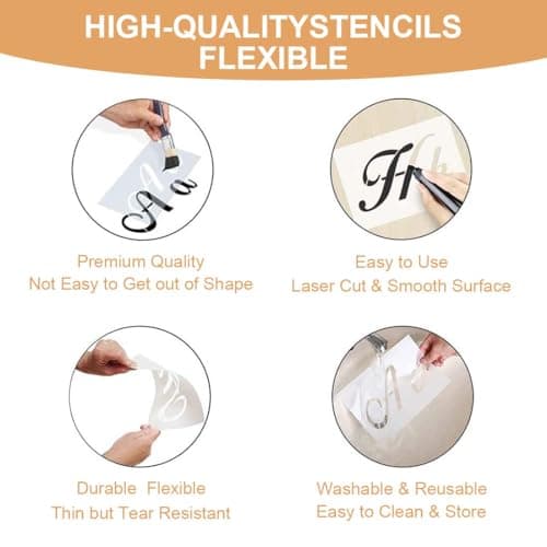 EIHI Pochoir Lettre Alphabet, Aides pour Dessin et Lettrage, 40Pcs Letter Stencils Alphabet Lettre et Pochoir Chiffre Calligraphie Pochoir Majuscule Minuscule Lettres Décoration