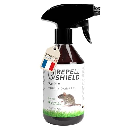 RepellShield® Répulsif Anti Souris & Anti Rat – 250ml – Menthe Poivrée Ultra Concentrée – Non Tachant – Usage Intérieur & Extérieur – Éloigne Les Rongeurs – Anti Souris et Rats Puissant