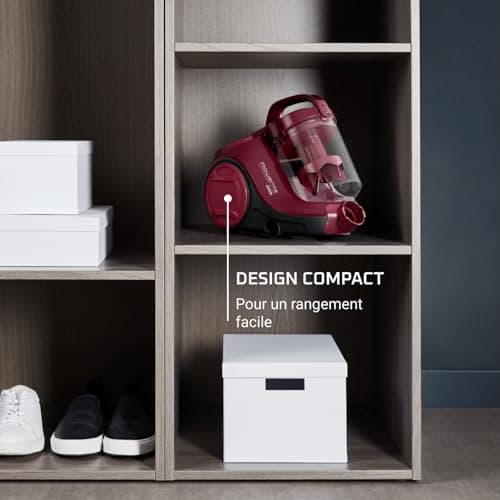 Rowenta Swift Power Cyclonic Aspirateur sans sac, Capacité 1,2 L, Haute performance, Moteur basse consommation, Compact, Brosse parquet RO2933EA, Bordeaux