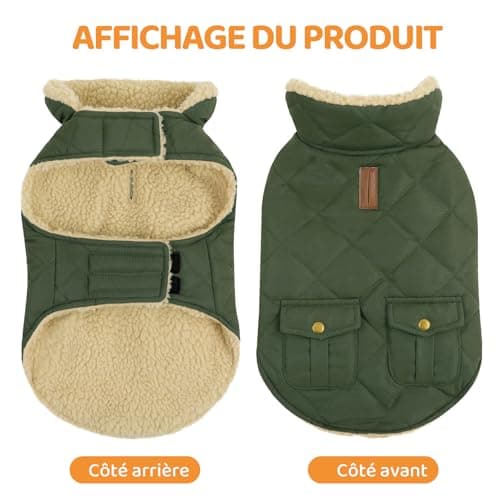 Queenmore Manteau Chien Petite Taille Manteau pour Chien Hiver Manteaux Chaud Imperméables pour Chiens Polaire Manteaux d'hiver pour Chiens Vetement Chien Chat Teckel Chihuahua, Vert, XS