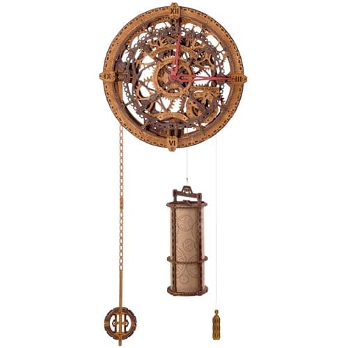 WOODEN.CITY Puzzles 3D pour adultes - Horloge murale industrielle vintage - Puzzles en bois - Kit de construction d'horloge mécanique