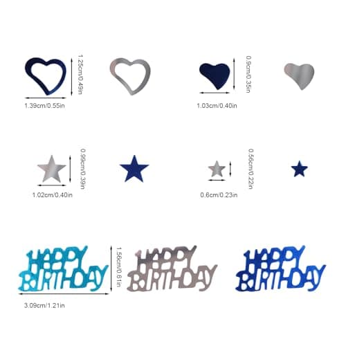 3200Pcs Confettis Anniversaire, RUNEAY Confettis HAPPY BIRTHDAY Deco Anniversaire, Confettis Joyeux Anniversaire Decoration, Decoration Table Anniversaire Confettis Bleu Argenté pour Anniversaire