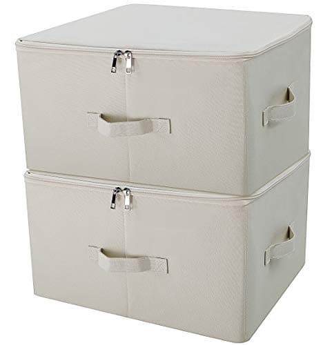 iwill CREATE PRO Contenants de Rangement Pliables en Toile Jumbo, Rangez Votre Placard, Boîte de Rangement Pratique avec Couvercle, Beige, Paquet 2