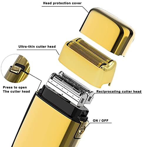 Monlida Rasoir Électriques Hommes, Tondeuse Barbe Homme Rasage Ultra Précis Sans Fil en Métal et Aluminium, Tondeuse de Précision USB Rechargeable (D'or)