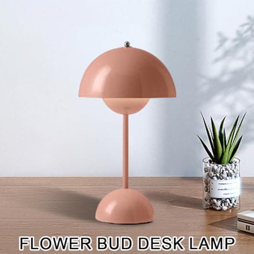 RuiDay Lampe Champignon, Lampe de Chevet LED à Chargement sans fil, Lampe de Bureau Réglable à 3 Modes de Luminosité, Lampe de Bureau Décorative Rétro pour Chambre, Bureau et Restaurant(Rose)