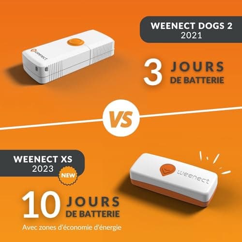 Weenect Chien XS - Nouveau GPS pour Chien | Mini Traceur GPS pour Chien en Temps réel | Etanche | Plus Petit modèle du marché | Fonctionne avec abonnement | Garantie à Vie