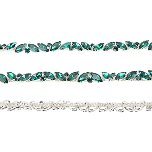 Chaîne en strass, chaîne en verre à franges en strass pour la fabrication de bijoux à bricoler soi-même, couture artisanale, breloques de chaussures, décoration de mariage(Vert)