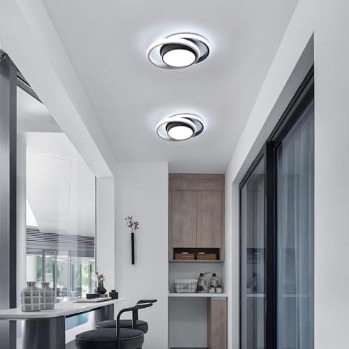 Comely Plafonnier LED, Rond Lampe de Plafond 32W, Moderne Luminaire Plafonnier pour Couloir Coucher Salle de Bains Cuisine Salon, Blanc Froid 6500K, Longueur 28cm, Nero