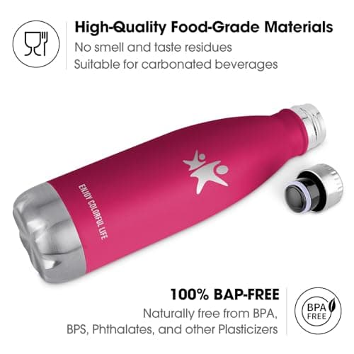KollyKolla Gourde Isotherme, 500ml, Gourde Inox sans BPA, Bouteille d'eau Reutilisable, Etanche, Isolation Double Paroi, Bouteille Isotherme Acier Inoxydable, pour Enfant, Adulte, Sport, École, Bureau
