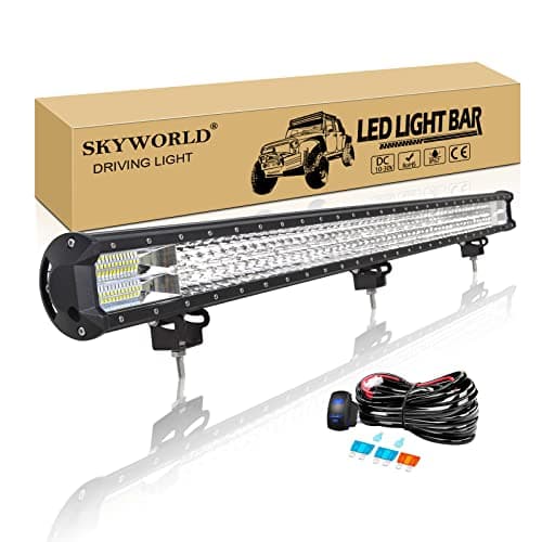 SKYWORLD 115 cm 45 pouces 612W Barre LED con Faisceau de Câblage Rampe LED 12V 24V Étanche Bar a LED Feux Phare de Travail LED Projecteur LED pour 4x4 Voiture Tracteur Camion Quad Véhicule Bateau